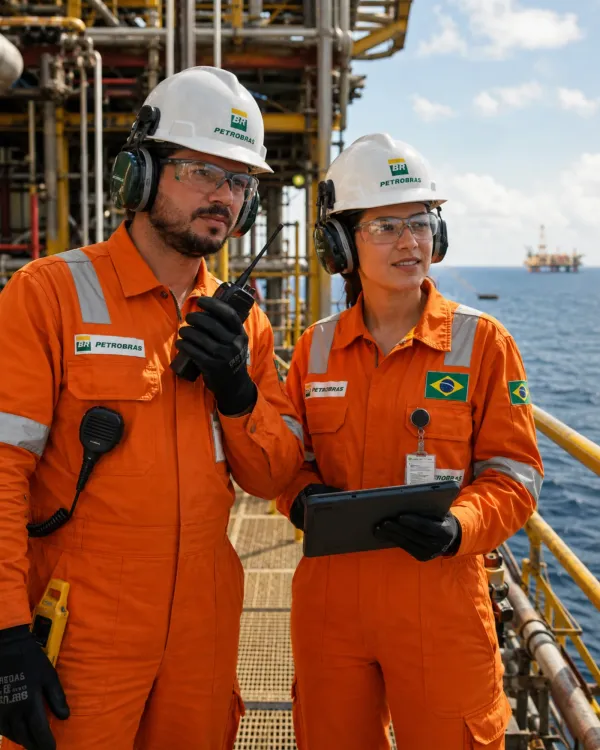 Engenheiros Petrobras em plataforma offshore